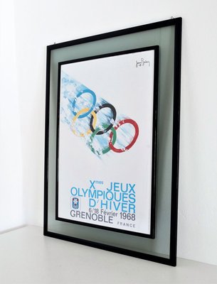 Vintage Double Framed Poster Olympic Games Grenoble by Jean Brian, France, 1967-VNE-722638