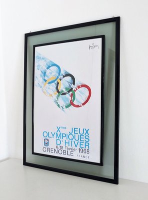 Vintage Double Framed Poster Olympic Games Grenoble by Jean Brian, France, 1967-VNE-722638