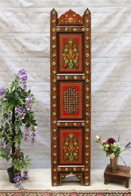 Vintage Double-Sided Hand Painted Room Divider in Teak, 1980s-UZN-1453133