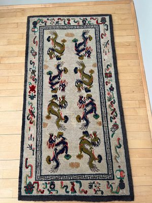 Vintage Dragon Wool Rug-IZA-1744931