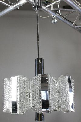 Vintage Drum-Shaped Glass and Chrome Ceiling Lamp from Kaiser, 1960s-FUP-671887