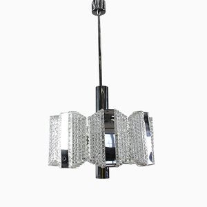 Vintage Drum-Shaped Glass and Chrome Ceiling Lamp from Kaiser, 1960s-FUP-671887