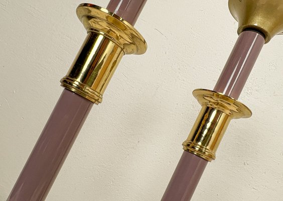 Vintage Dutch Brass and Metal Column Table Lamps, 1980s, Set of 2-WZZ-1805130