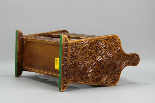 Vintage Dutch Carved Wooden Magazine Rack in Frisian Notch Cut Technique-KEG-1236403