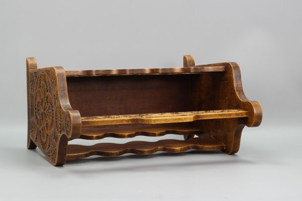 Vintage Dutch Carved Wooden Magazine Rack in Frisian Notch Cut Technique-KEG-1236403