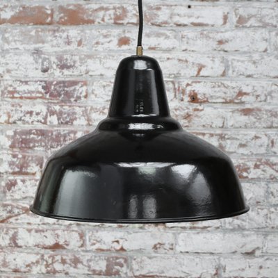 Vintage Dutch Industrial Black Enamel Hanging Lamp from Philips-BLS-1722240