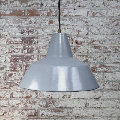 Vintage Dutch Industrial Grey Enamel Hanging Lamp from Philips-BLS-1138288