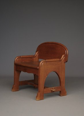 Vintage Dutch Oak Church Armchair, 1940s-MB-2034536