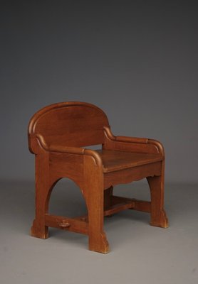 Vintage Dutch Oak Church Armchair, 1940s-MB-2034536