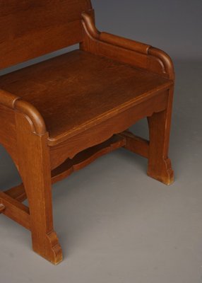 Vintage Dutch Oak Church Armchair, 1940s-MB-2034536