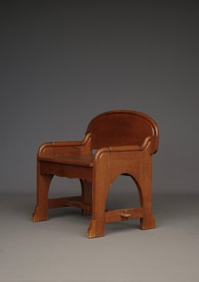 Vintage Dutch Oak Church Armchair, 1940s-MB-2034536