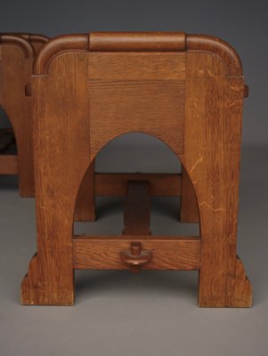 Vintage Dutch Oak Church Stools, 1940s, Set of 2-MB-2034529