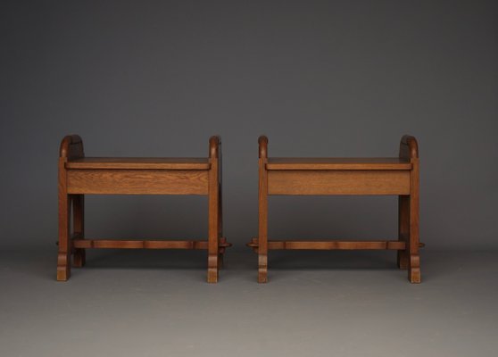 Vintage Dutch Oak Church Stools, 1940s, Set of 2-MB-2034529