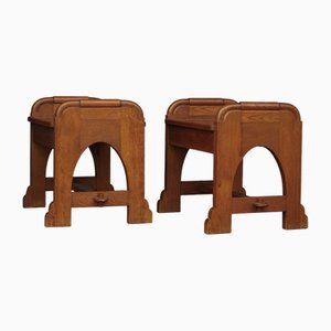 Vintage Dutch Oak Church Stools, 1940s, Set of 2-MB-2034529