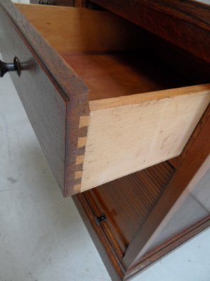 Vintage Dutch Oak Filing Cabinet with Roller Shutter, 1920s-PNJ-1369481