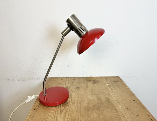 Vintage East German Red Table Lamp from Aka Leuchten, 1970s-CGF-1815243