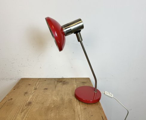 Vintage East German Red Table Lamp from Aka Leuchten, 1970s-CGF-1815243