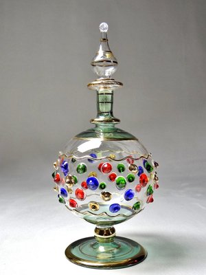 Vintage Egyptian Blown Glass Perfume Bottles, Set of 5-GRD-2021828