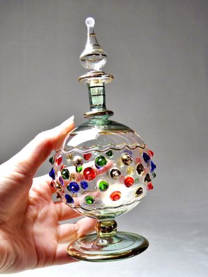 Vintage Egyptian Blown Glass Perfume Bottles, Set of 5-GRD-2021828