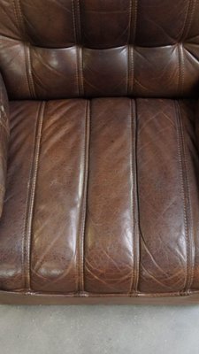 Vintage Elements Sofa in Thick Leather, 1960s, Set of 6-HPP-2033007