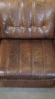 Vintage Elements Sofa in Thick Leather, 1960s, Set of 6-HPP-2033007