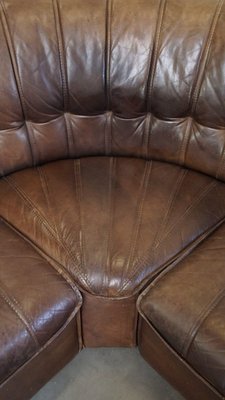 Vintage Elements Sofa in Thick Leather, 1960s, Set of 6-HPP-2033007