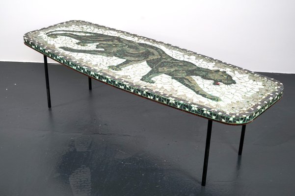 Vintage Elliptical Mosaic Coffee Table, 1960s-CIP-963126