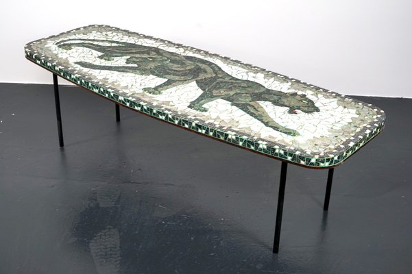 Vintage Elliptical Mosaic Coffee Table, 1960s-CIP-963126