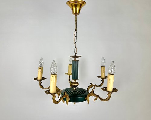 Vintage Empire Bronze Green Gold Chandelier with 5 Arms-GYX-2040580