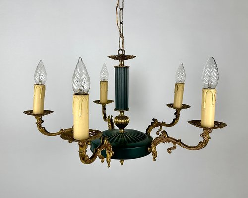 Vintage Empire Bronze Green Gold Chandelier with 5 Arms-GYX-2040580