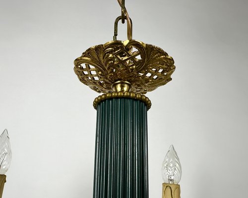 Vintage Empire Bronze Green Gold Chandelier with 5 Arms-GYX-2040580