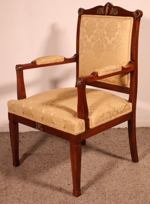 Vintage Empire Mahogany Armchair-HPU-1778438