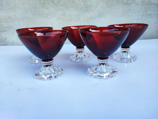 Vintage Empoli Ruby ​​Cups, 1970s, Set of 6-CAQ-2033670