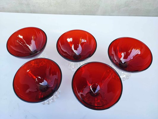 Vintage Empoli Ruby ​​Cups, 1970s, Set of 6-CAQ-2033670