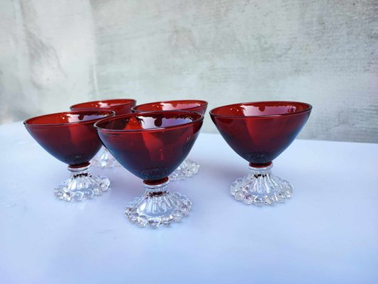 Vintage Empoli Ruby ​​Cups, 1970s, Set of 6-CAQ-2033670