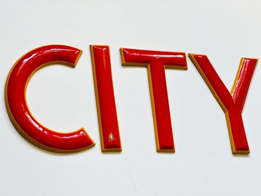 Vintage Enamel City Sign, 1950s, Set of 5-ALG-1440635