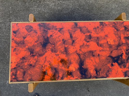 Vintage Enameled Coffee Table with Lava Effect Top, 1970s-PYR-956528