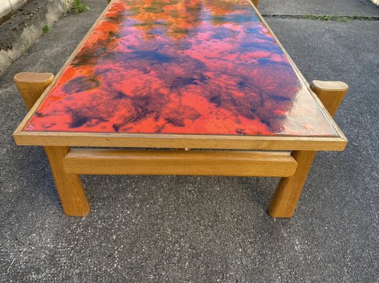 Vintage Enameled Coffee Table with Lava Effect Top, 1970s-PYR-956528