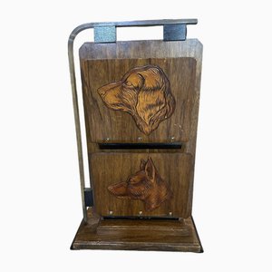 Vintage English Art Deco Magazine Holder in Oak-UAI-2023429