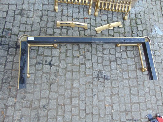 Vintage English Brass Fireplace Set, 1970s-CAQ-571838