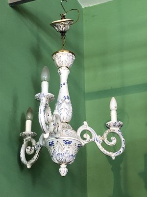 Vintage English Ceramic Chandelier-OLY-893977