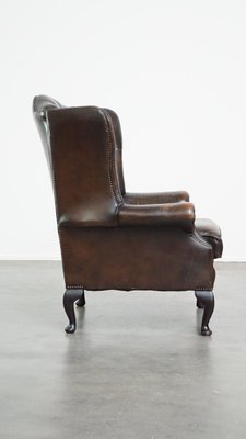 Vintage English Dark Brown Chesterfield Wing Chair-HPP-2024328