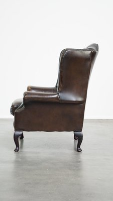 Vintage English Dark Brown Chesterfield Wing Chair-HPP-2024328