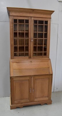 Vintage English Solid Blond Oak Wall Unit-RVK-581391