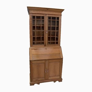 Vintage English Solid Blond Oak Wall Unit-RVK-581391