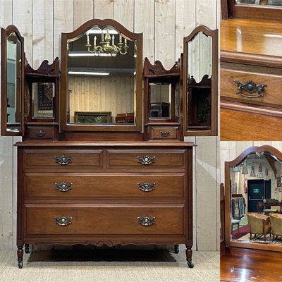 Vintage English Walnut Dresser-QYF-1118528