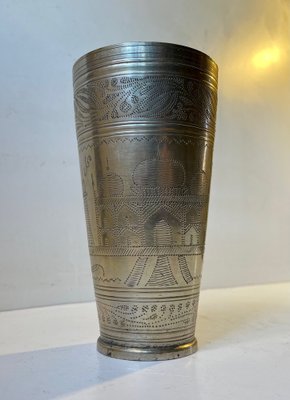 Vintage Engraved Indian Vase with Taj Mahal, 1970s-LCR-1239207