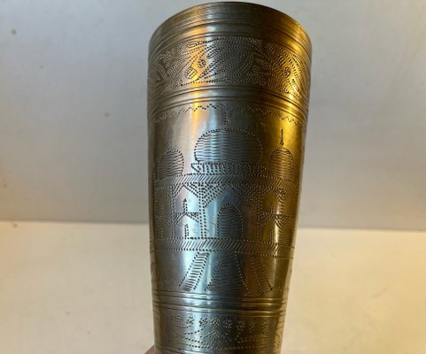 Vintage Engraved Indian Vase with Taj Mahal, 1970s-LCR-1239207