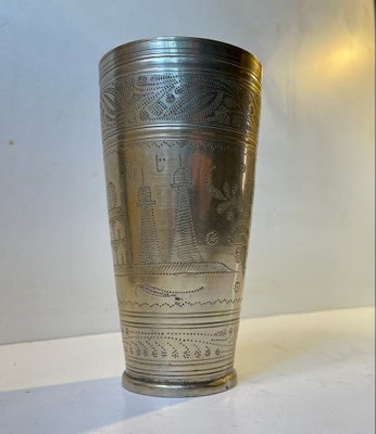 Vintage Engraved Indian Vase with Taj Mahal, 1970s-LCR-1239207