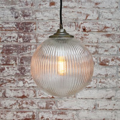 Vintage European Clear Glass & Brass Top Pendant Lights-BLS-1328306